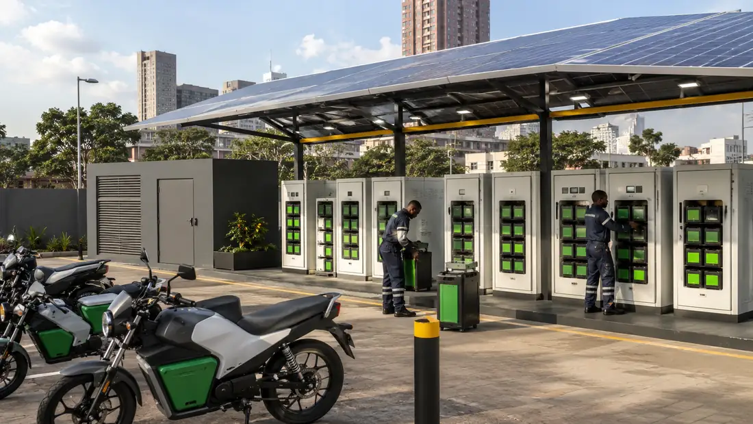 Solar-covered battery swapping station